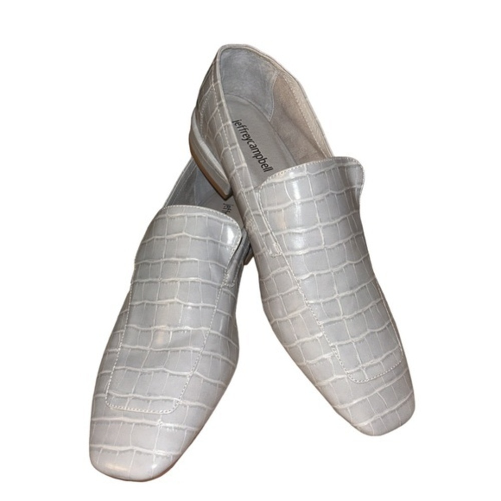 NEW JEFFREY CAMPBELL MARKO CROC EMBOSSED LOAFER IN GREY CROC SIZE 10 - Picture 1 of 16